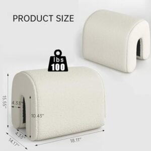 2PCS Lamb Wool Ottoman, Small U-Shaped Foot Stools, Beige Single Sofa Resting Foot Rest Stool, Vanity Chair Bench for Bedroom End, Makeup Desk,Entryway, Living Room（18.11"*14.17"*15.55"）