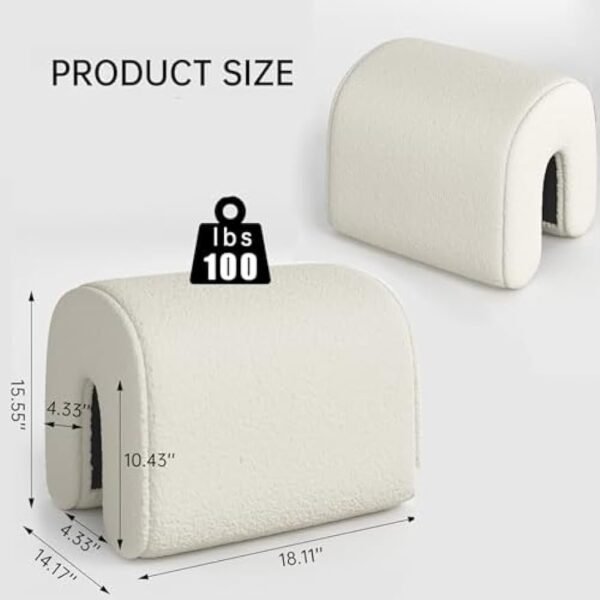 2PCS Lamb Wool Ottoman, Small U-Shaped Foot Stools, Beige Single Sofa Resting Foot Rest Stool, Vanity Chair Bench for Bedroom End, Makeup Desk,Entryway, Living Room（18.11"*14.17"*15.55"）