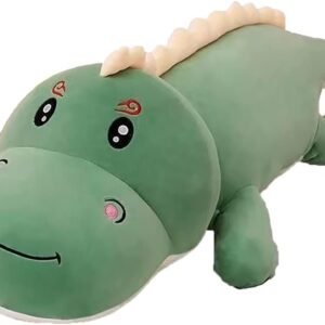 Dinosaur Plush Toy Pillow,Cute Dinosaur Stuffed Animals Doll,Soft Lumbar Back Cushion Big Dinosaur Plushies Stuffed Toy Cute Pillows,Great Gift for Kids Birthday,Valentine (Green,31.4in)