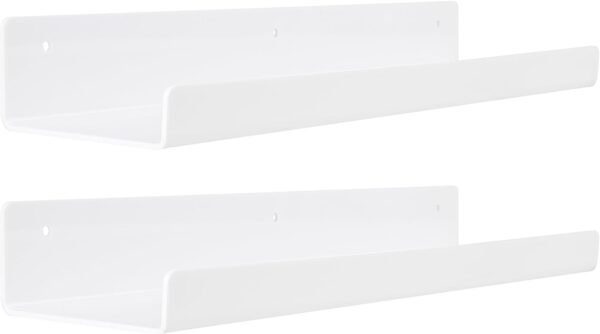upsimples 4 Pack Acrylic Shelves for Wall Storage, 15" Floating Bookshelves for Kids, Display Shelf Organizer for Bathroom, Bedroom, Living Room, Kitchen, Room Decor, Clear