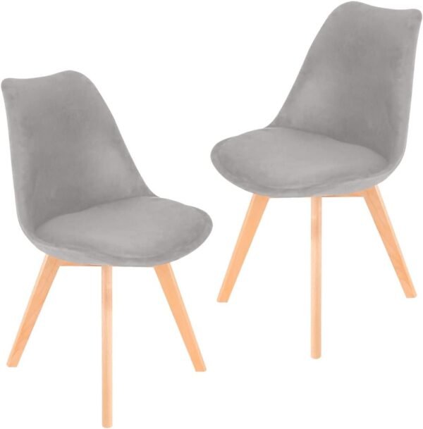 Mid-Century Modern Lounge Chair Set of 2 - High Back Rest, Soft Padded Seats & Solid Wood Legs - Dining, Living Room, Kitchen - DSW Shell Tulip Chair - White