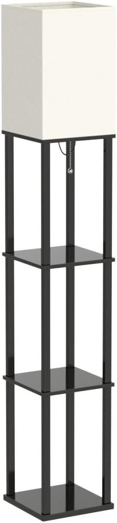 addlon Floor Lamp with Shelves, 4-Tier Modern Shelf Floor Lamp with 3CCT LED Bulb, Display Lamp for Living Room, Bedroom and Office - Black