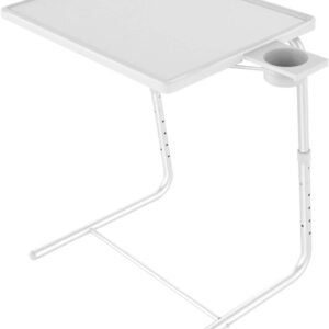 Adjustable TV Tray Table - TV Dinner Tray on Bed & Sofa, Comfortable Folding Table with 6 Height & 3 Tilt Angle Adjustments (Gray)