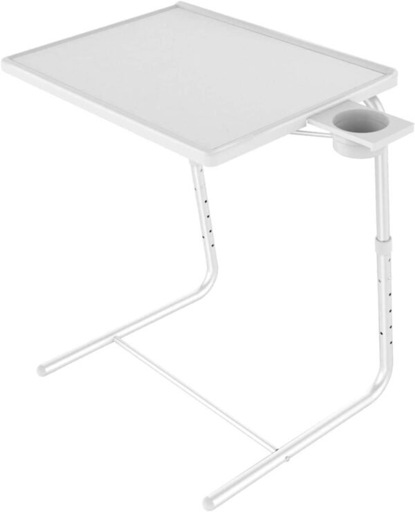 Adjustable TV Tray Table - TV Dinner Tray on Bed & Sofa, Comfortable Folding Table with 6 Height & 3 Tilt Angle Adjustments (Gray)