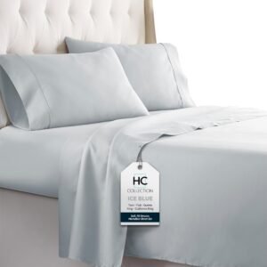 510ehXFvNIL._AC_SL1000.jpg HC COLLECTION King Size Sheets Set, 4 pc Bed Sheets & Pillowcases Set - Machine Washable for Easy Care - Soft & Breathable All Season Microfiber Sheets with Deep Pockets - White