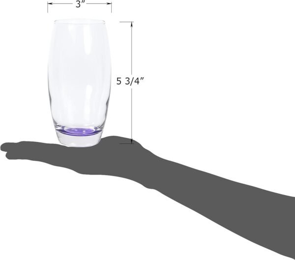 Red Co. Large 16 oz Multicolored Drinking Glass Set of 6 for Water, Beverage, Cocktail, Mixed Drinks