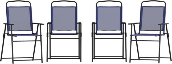 515qJ-IMJ0L._AC_SL1500.jpg Flash Furniture Mystic Folding Patio Sling Chairs, Outdoor Textilene Lawn Chairs with Armrests, Set of 2, Navy