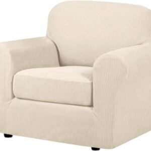 516vOKhW_QL._AC_SL1000.jpg H.VERSAILTEX 3 Piece Stretch Sofa Covers for 2 Cushion Sofa Couch Covers for Living Room Furniture Cover (Base Cover Plus 2 Seat Cushion Covers) Thicker Jacquard Fabric(Large Sofa, Grey)