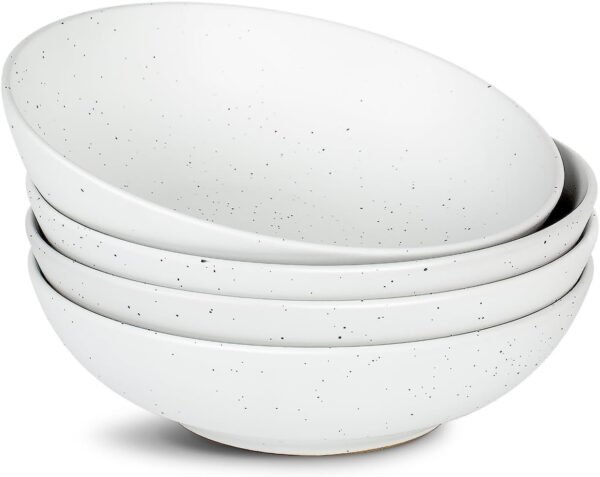 famiware Moon Pasta Bowls Set of 4, Large Salad Bowls, 8.75 Inch Ceramic Bowls for Serving Dinner, Microwave and Dishwasher Safe, Multi-color