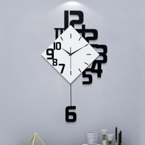 517n4xbQHHL._AC_SL1500.jpg Decorative Wall Clock for Living Room Decor Large Modern Wall Clocks with Pendulum Battery Operated for Bedroom Office Kitchen Home Black Wood Silent Wall Clock Non Ticking 11.8 * 19.7"