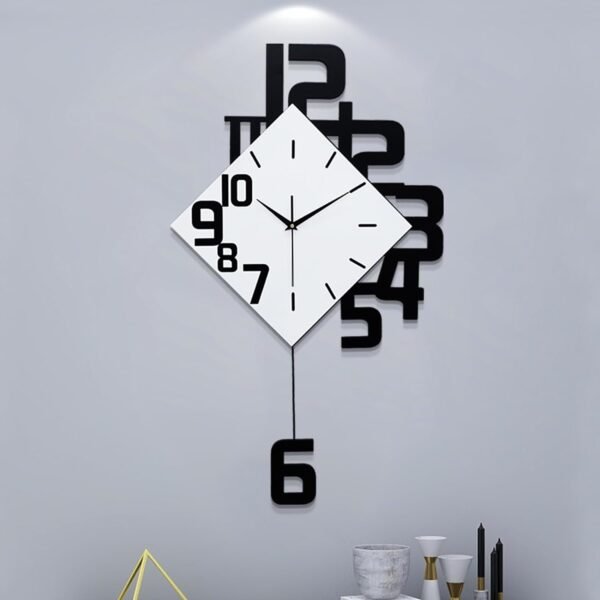 517n4xbQHHL._AC_SL1500.jpg Decorative Wall Clock for Living Room Decor Large Modern Wall Clocks with Pendulum Battery Operated for Bedroom Office Kitchen Home Black Wood Silent Wall Clock Non Ticking 11.8 * 19.7"