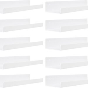 upsimples 4 Pack Acrylic Shelves for Wall Storage, 15" Floating Bookshelves for Kids, Display Shelf Organizer for Bathroom, Bedroom, Living Room, Kitchen, Room Decor, Clear