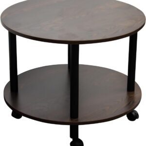 51DeD7qbZoL._AC_SL1500.jpg JIFULI Coffee Table with Rolling Base,Black Wooden End Table for Couch,2-Tier Coffee Tables for Living Room,Round
