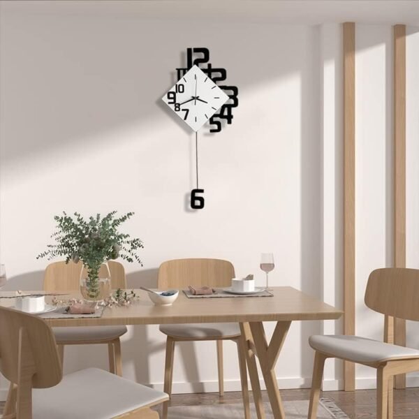 Decorative Wall Clock for Living Room Decor, Large Modern Wall Clocks with Pendulum Battery Operated for Bedroom Office Kitchen Home, 19.7 Inch Big Silent Wall Clock Non Ticking