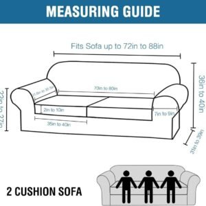 51IoYbIT9ML._AC_SL1000.jpg H.VERSAILTEX 3 Piece Stretch Sofa Covers for 2 Cushion Sofa Couch Covers for Living Room Furniture Cover (Base Cover Plus 2 Seat Cushion Covers) Thicker Jacquard Fabric(Large Sofa, Grey)