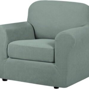 51L7AubwVBL._AC_SL1000.jpg H.VERSAILTEX 3 Piece Stretch Sofa Covers for 2 Cushion Sofa Couch Covers for Living Room Furniture Cover (Base Cover Plus 2 Seat Cushion Covers) Thicker Jacquard Fabric(Large Sofa, Grey)