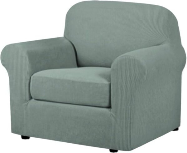 51L7AubwVBL._AC_SL1000.jpg H.VERSAILTEX 3 Piece Stretch Sofa Covers for 2 Cushion Sofa Couch Covers for Living Room Furniture Cover (Base Cover Plus 2 Seat Cushion Covers) Thicker Jacquard Fabric(Large Sofa, Grey)