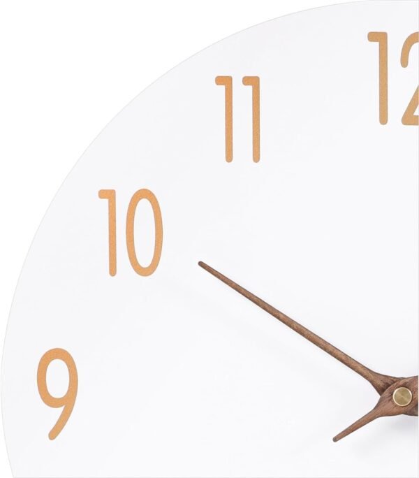 Wall Clocks Battery Operated, 12 Inch Silent Non Ticking Wood Modern Wall Clock, Quartz White and Gold Wall Clock Decorative for Living Room Decor Kitchen Bedroom Office Home