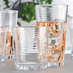Glaver's Drinking Glasses 16 Piece Set, 8-17 Oz. Highball Glasses, 8-13 Oz. Whiskey Rocks, Ideal for Water, Juice, Cocktails, and Iced Tea. Dishwasher safe