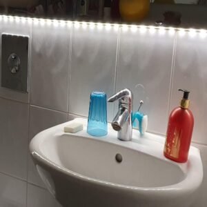 51T10I4svsL._AC_SL1010.jpg 9.8ft Under Cabinet Lighting Motion Sensor Activated Led Strip Closet Lights Battery Powered Basement Trunk Counter Bed Stair Light Auto On Off for Bedroom Kitchen Indoor Nature White 4000K