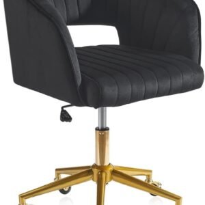 Nrizc Velvet Office Desk Chair, Upholstered Home Office Desk Chairs with Adjustable Swivel Wheels, Ergonomic Office Chair for Living Room, Bedroom, Office, Vanity Study (Beige)