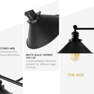 Alynzee 2 Light Bathroom Vanity Light Fixtures,Farmhouse Wall Sconce Matte Black Finish Industrial Bathroom Vanity Lighting for Bathroom Kitchen Living Room Workshop Cafe