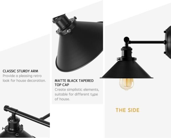 Alynzee 2 Light Bathroom Vanity Light Fixtures,Farmhouse Wall Sconce Matte Black Finish Industrial Bathroom Vanity Lighting for Bathroom Kitchen Living Room Workshop Cafe