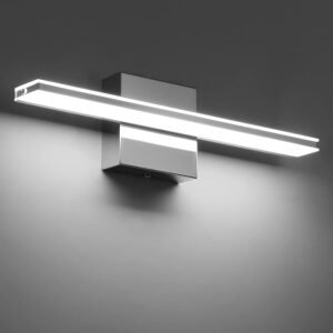 wowatt 9W Bathroom Vanity Light Fixture Matte Black Wall Light Fixture Over Mirror Cold White 5000K Bathroom Light Fixture 16" 40cm Washroom Light for Bedroom Living Room Art Display Dressing Table