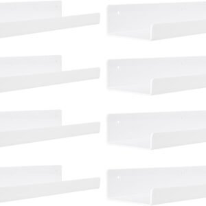 upsimples 4 Pack Acrylic Shelves for Wall Storage, 15" Floating Bookshelves for Kids, Display Shelf Organizer for Bathroom, Bedroom, Living Room, Kitchen, Room Decor, Clear