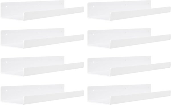 upsimples 4 Pack Acrylic Shelves for Wall Storage, 15" Floating Bookshelves for Kids, Display Shelf Organizer for Bathroom, Bedroom, Living Room, Kitchen, Room Decor, Clear