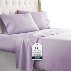 51iB5BJrTTL._AC_SL1000.jpg HC COLLECTION King Size Sheets Set, 4 pc Bed Sheets & Pillowcases Set - Machine Washable for Easy Care - Soft & Breathable All Season Microfiber Sheets with Deep Pockets - White