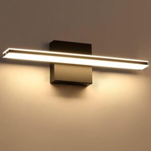 wowatt 9W Bathroom Vanity Light Fixture Matte Black Wall Light Fixture Over Mirror Cold White 5000K Bathroom Light Fixture 16" 40cm Washroom Light for Bedroom Living Room Art Display Dressing Table