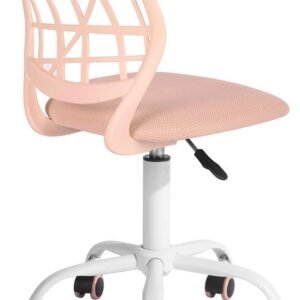 FurnitureR Teens Girls Task Chair 360 Swivel, Low Mid PP Mesh Back Fabric Seat, Height Adjustable, Rolling Castor, W15.7inces x D15.2inces x H29.5-34.2inches (Rose)
