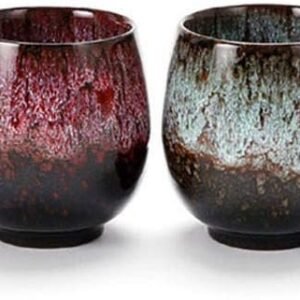 Jianzhan Ceramic Teacup, Kung Fu Tea Set, Coffee cup，Yerba Mate Set - Ceramic Mate CupSet of 4 (green)