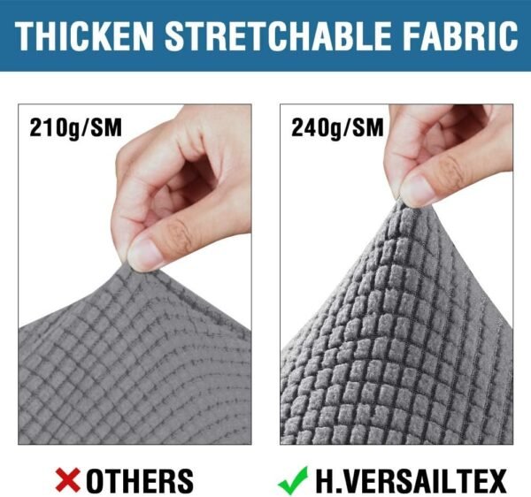 61188kz8k8L._AC_SL1000.jpg H.VERSAILTEX 3 Piece Stretch Sofa Covers for 2 Cushion Sofa Couch Covers for Living Room Furniture Cover (Base Cover Plus 2 Seat Cushion Covers) Thicker Jacquard Fabric(Large Sofa, Grey)