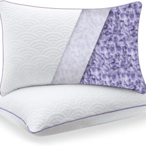 Memory Foam Pillows Queen Size Set of 2 Adjustable Cool Pillow for Side Back Stomach Sleepers Luxury Gel Pillow with Washable Cover