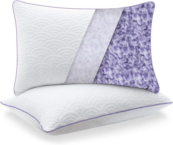 Memory Foam Pillows Queen Size Set of 2 Adjustable Cool Pillow for Side Back Stomach Sleepers Luxury Gel Pillow with Washable Cover