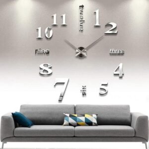 612TwuUpUUL._AC_SL1000.jpg DIY Wall Clock Modern Large 3D Wall Clock Mirror Stickers Home Office Decor,Silver