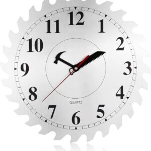 613aGoR5hzL._AC_SL1500.jpg 12 Inch Metal Wall Clock with Circular Saw Blade Dial, Handsaw and Hammer Pointer,Great Decor for Garage,Workshop and Man Cave