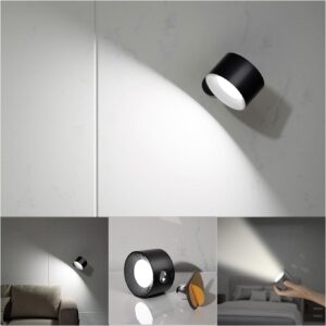 Koopala LED Wall Sconces, Wall Mounted Lamps with Rechargeable Battery Operated Dim 3 Brightness Removable Charging 360°Rotate Magnetic Ball, Cordless Wall Light for Reading Study Bedside Hallway