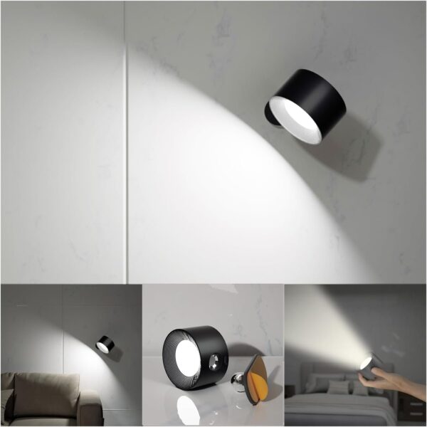 Koopala LED Wall Sconces, Wall Mounted Lamps with Rechargeable Battery Operated Dim 3 Brightness Removable Charging 360°Rotate Magnetic Ball, Cordless Wall Light for Reading Study Bedside Hallway