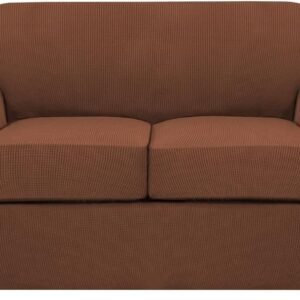 618C3-5XNfL._AC_SL1500.jpg H.VERSAILTEX 3 Piece Stretch Sofa Covers for 2 Cushion Sofa Couch Covers for Living Room Furniture Cover (Base Cover Plus 2 Seat Cushion Covers) Thicker Jacquard Fabric(Large Sofa, Grey)