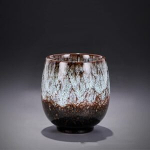 Jianzhan Ceramic Teacup, Kung Fu Tea Set, Coffee cup，Yerba Mate Set - Ceramic Mate CupSet of 4 (green)