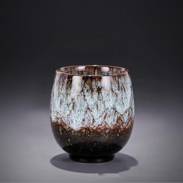 Jianzhan Ceramic Teacup, Kung Fu Tea Set, Coffee cup，Yerba Mate Set - Ceramic Mate CupSet of 4 (green)