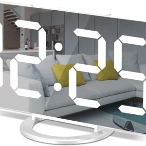 618teVbtXzL._AC_SL1500.jpg Digital Alarm Clock,7 in LED Mirrored Clocks Large Display,with 2 USB Charger Ports,Auto Dim,Night Mode,Modern Desktop Electronic Clocks for Bedroom Home Office Decor - Gold
