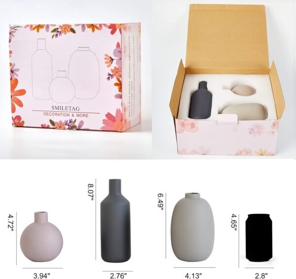 618waCVE9RL._AC_SL1500.jpg Ceramic Modern Farmhouse Vase , Neutral Small for Table, Living Room, Shelf, Bookshelf and Entryway Décor, Set of 3