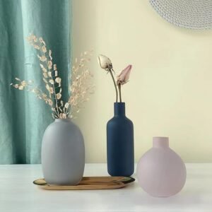 6194m9TFsvL._AC_SL1500.jpg Ceramic Modern Farmhouse Vase , Neutral Small for Table, Living Room, Shelf, Bookshelf and Entryway Décor, Set of 3