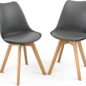 Mid-Century Modern Lounge Chair Set of 2 - High Back Rest, Soft Padded Seats & Solid Wood Legs - Dining, Living Room, Kitchen - DSW Shell Tulip Chair - White