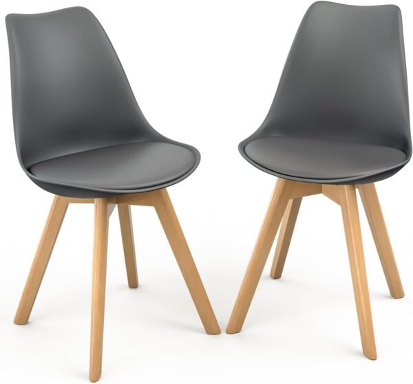 Mid-Century Modern Lounge Chair Set of 2 - High Back Rest, Soft Padded Seats & Solid Wood Legs - Dining, Living Room, Kitchen - DSW Shell Tulip Chair - White