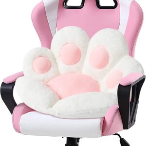 Ditucu Cat Paw Cushion Kawaii Chair Cushions 27.5 x 23.6 inch Cute Stuff Seat Pad Comfy Lazy Sofa Office Floor Pillow for Gaming Chairs Room Decor White